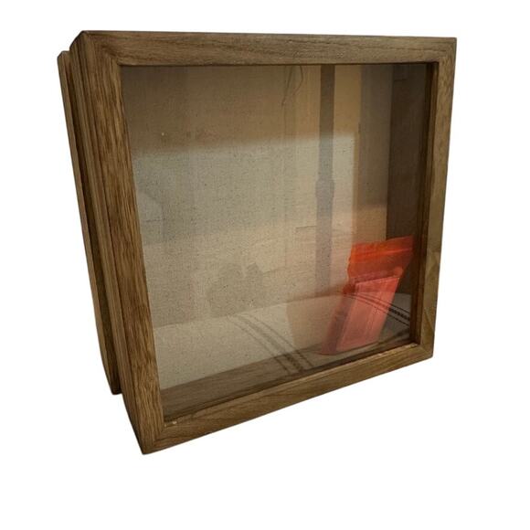 Shadow Box Frame 11x11 Shadow Box Display Case w/ Linen Back Rustic Wood Memory - Picture 5 of 8